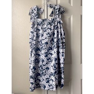 J.Crew NWT Tie Shoulder Floral Sundress - White / Navy Blue